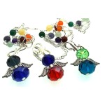 Assorted Colour Crystal Angel Charm Chakra Pendulum